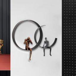 50 cm Modern 3D Wall Decor Artistic Figure Metal & Resin Wall Art in Black - thumbnail 4