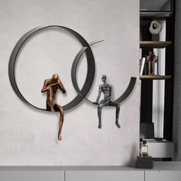 50 cm Modern 3D Wall Decor Artistic Figure Metal & Resin Wall Art in Black - thumbnail 3