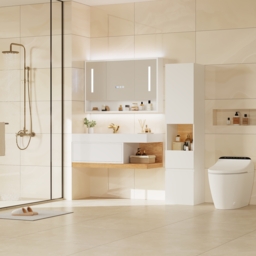 1000mm Modern Floating Bathroom Vanity White & Natural with Sink - thumbnail 3