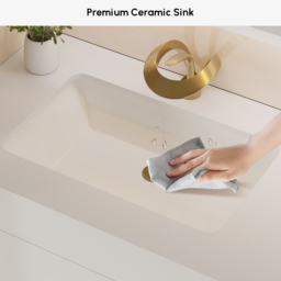 1000mm Modern Floating Bathroom Vanity White & Natural with Sink - thumbnail 8