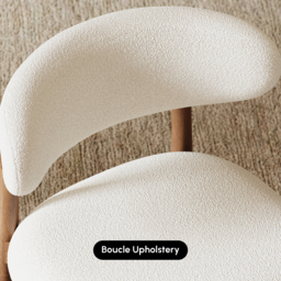 Modern Rubber Wood Walnut Dining Chair with Boucle Upholstery - thumbnail 7