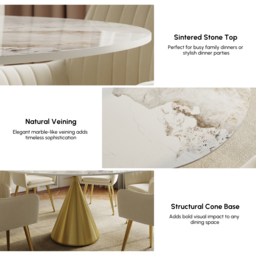 "Dining Set 60"" Sintered Stone Dining Table with 6 Chairs" - thumbnail 4