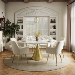 "Dining Set 60"" Sintered Stone Dining Table with 6 Chairs" - thumbnail 2