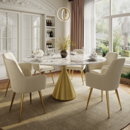 "Dining Set 60"" Sintered Stone Dining Table with 6 Chairs" - thumbnail 3
