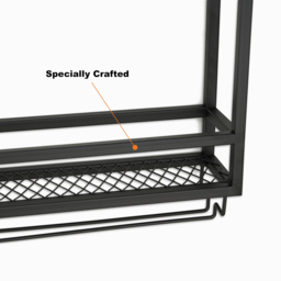 Industrial  Metal Wall Mounted Black Wine Rack with Glass & Bottle Rack - thumbnail 8