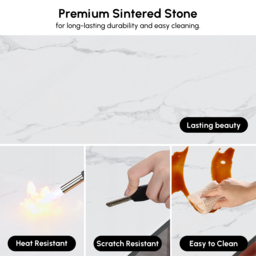 180 cm Modern White Sintered Stone Electric Fireplace TV Stand with Remote Control Temperature Adjustable - thumbnail 6