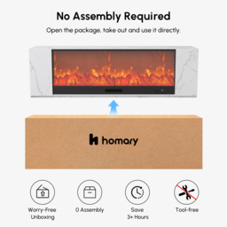 180 cm Modern White Sintered Stone Electric Fireplace TV Stand with Remote Control Temperature Adjustable - thumbnail 8