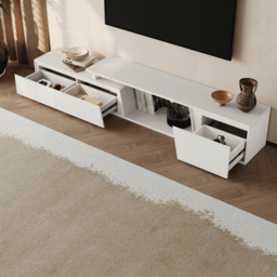 Fero White Extendable TV Stand with 3 Drawers (1800 mm - 2800 mm) - thumbnail 5