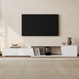Fero White Extendable TV Stand with 3 Drawers (1800 mm - 2800 mm) - thumbnail 2