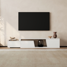 Fero White Extendable TV Stand with 3 Drawers (1800 mm - 2800 mm) - thumbnail 8