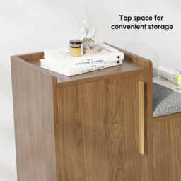 Shoe Storage Entryway Bench with Left-Side Cabinet Engineered Wood Shoe Rack in Walnut (120 cm) - thumbnail 9