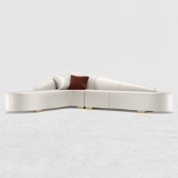 White Modern L-Shaped Corner Sectional Sofa for Living Room Faux Leather Upholstery - thumbnail 5
