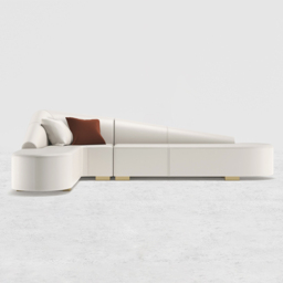 White Modern L-Shaped Corner Sectional Sofa for Living Room Faux Leather Upholstery - thumbnail 4