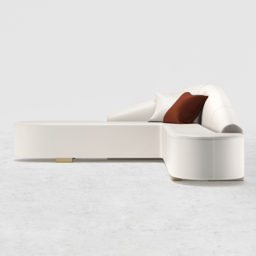 White Modern L-Shaped Corner Sectional Sofa for Living Room Faux Leather Upholstery - thumbnail 7