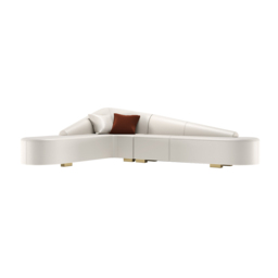 White Modern L-Shaped Corner Sectional Sofa for Living Room Faux Leather Upholstery - thumbnail 8