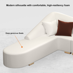 White Modern L-Shaped Corner Sectional Sofa for Living Room Faux Leather Upholstery - thumbnail 9