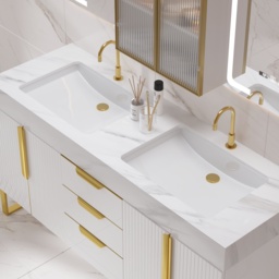 Aro 150cm Double Bathroom Vanity & 149cm Bathroom Storage Cabinet Set - thumbnail 6