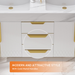 Aro 150cm Double Bathroom Vanity & 149cm Bathroom Storage Cabinet Set - thumbnail 8