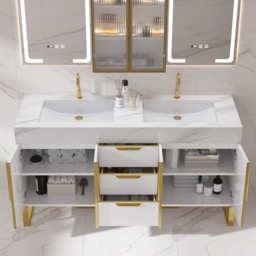 Aro 150cm Double Bathroom Vanity & 149cm Bathroom Storage Cabinet Set - thumbnail 5