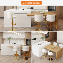 205 - 284 cm Extendable Natural & White Kitchen Island with Doors & Drawers - thumbnail 9