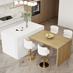 205 - 284 cm Extendable Natural & White Kitchen Island with Doors & Drawers - thumbnail 5
