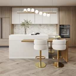 205 - 284 cm Extendable Natural & White Kitchen Island with Doors & Drawers - thumbnail 2
