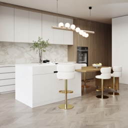 205 - 284 cm Extendable Natural & White Kitchen Island with Doors & Drawers - thumbnail 3