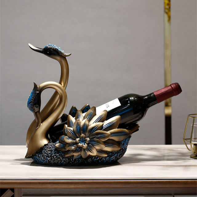 Resin Swan Statue Wine Bottle Holder Table Top Wine Bottle Rack Countertop Wine Rack - image 1
