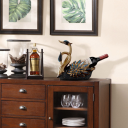 Resin Swan Statue Wine Bottle Holder Table Top Wine Bottle Rack Countertop Wine Rack - thumbnail 2