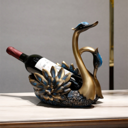 Resin Swan Statue Wine Bottle Holder Table Top Wine Bottle Rack Countertop Wine Rack - thumbnail 4