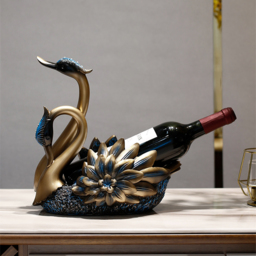 Resin Swan Statue Wine Bottle Holder Table Top Wine Bottle Rack Countertop Wine Rack - thumbnail 1