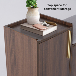 Shoe Storage Entryway Bench Wooden with 3 Doors & 5 Shelves Shoe Rack in Black Walnut (120 cm Wide) - thumbnail 9