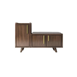 Shoe Storage Entryway Bench Wooden with 3 Doors & 5 Shelves Shoe Rack in Black Walnut (120 cm Wide) - thumbnail 7