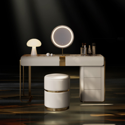 modern grey dressing table set with cabinet, dressing table with mirror and stool - thumbnail 5