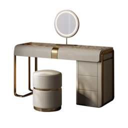 modern grey dressing table set with cabinet, dressing table with mirror and stool - thumbnail 7