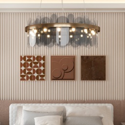 Modern Round 6-Light Tiered Smokey Gray Glass Chandelier - thumbnail 3