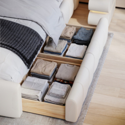 Humply Queen Faux Leather Storage Bed with Drawers - thumbnail 5