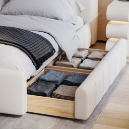 Humply Queen Faux Leather Storage Bed with Drawers - thumbnail 4