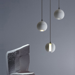 Moon Cement Pendant Light Grey Hanging Light set of 6 - thumbnail 4