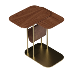 Modern Small C Shaped Rotating Side Table Walnut Wood Bedside Table with Storage End Tables - thumbnail 8