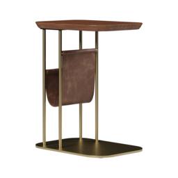 Modern Small C Shaped Rotating Side Table Walnut Wood Bedside Table with Storage End Tables - thumbnail 7