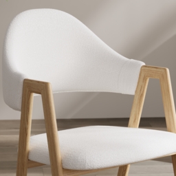 Set of 2 Boucle Dining Chair Upholstered Curved Back Modern Dining Room Chairs - thumbnail 7