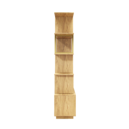 5-Tier Natural Wood Bookshelf with 2 Doors Modern Bookcase in Gold Finish - thumbnail 7