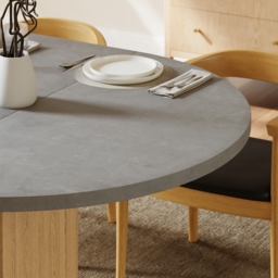 1200mm-1600mm Gray Extendable Dining Table with Fluted Base and Storage - thumbnail 9