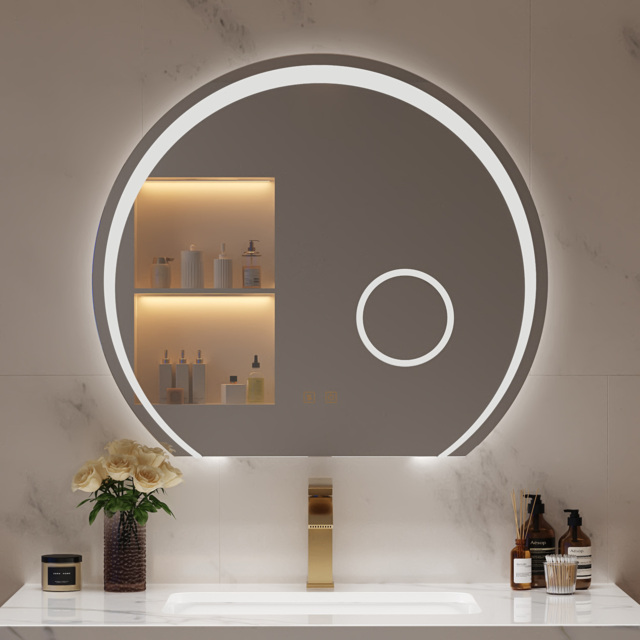 700mm Wide LED Bathroom Mirror Dimmable with 3X Magnifier & Anti-Fog - image 1