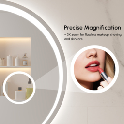 700mm Wide LED Bathroom Mirror Dimmable with 3X Magnifier & Anti-Fog - thumbnail 8