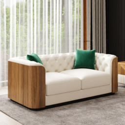 Wovent Modern Beige Faux Leather Tufted Sofa & Loveseat Living Room Set of 3 - thumbnail 6