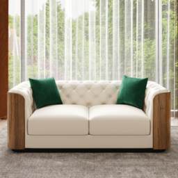 Wovent Modern Beige Faux Leather Tufted Sofa & Loveseat Living Room Set of 3 - thumbnail 7