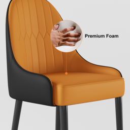 Darg Modern PU Leather 8-Pieces Dining Chairs in Orange & Black with Metal Legs - thumbnail 4