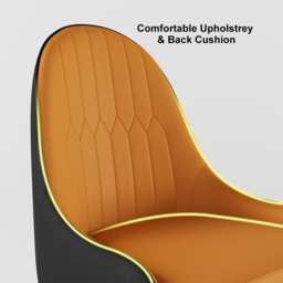 Darg Modern PU Leather 8-Pieces Dining Chairs in Orange & Black with Metal Legs - thumbnail 5